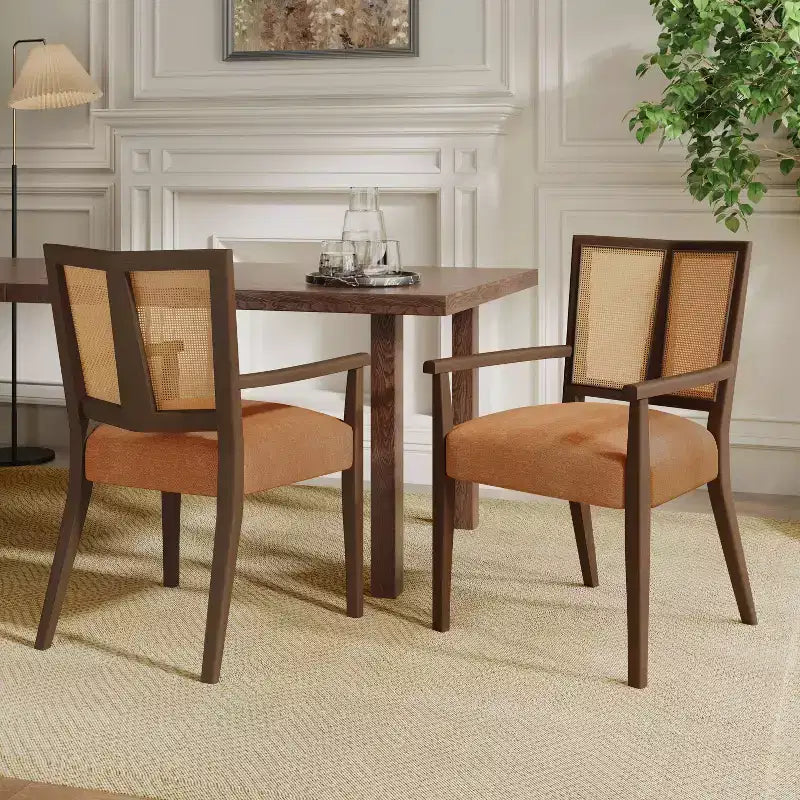 Chaise de salle à manger rembourrée en hévéa Nolan