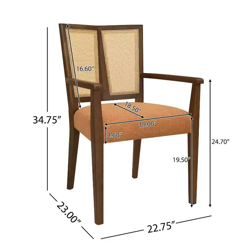 Chaise de salle à manger rembourrée en hévéa Nolan