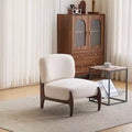 Fauteuil de salon en bois d'hévéa avec coussins en peluche de laine