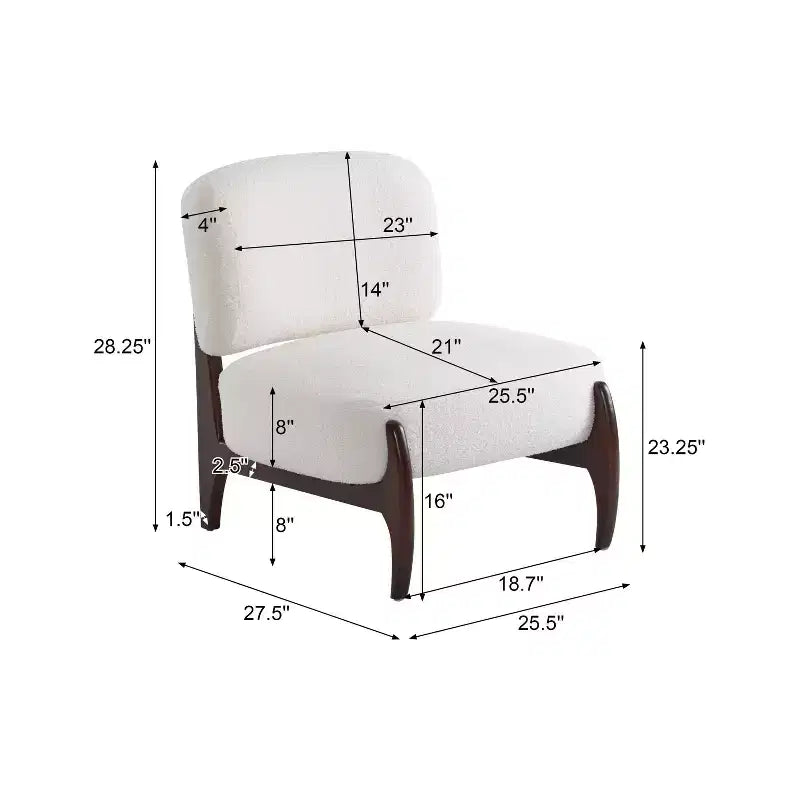 Fauteuil de salon en bois d'hévéa avec coussins en peluche de laine