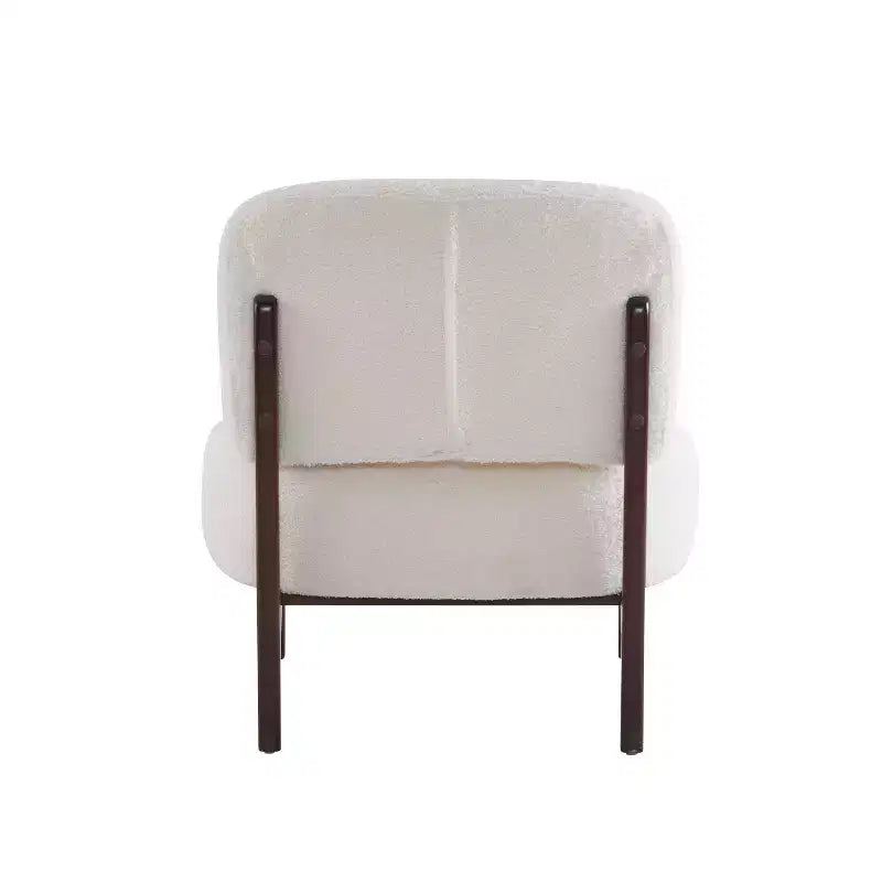 Fauteuil de salon en bois d'hévéa avec coussins en peluche de laine