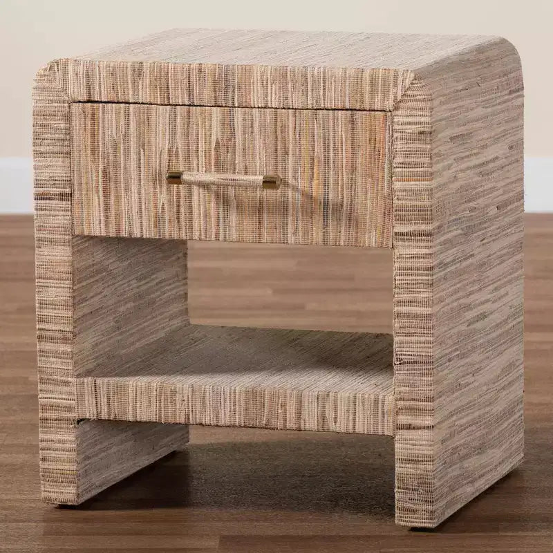 Table de chevet en paille tressée Bali