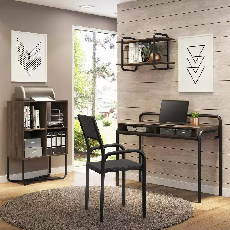 Chaise visiteur de bureau à cadre métallique noir