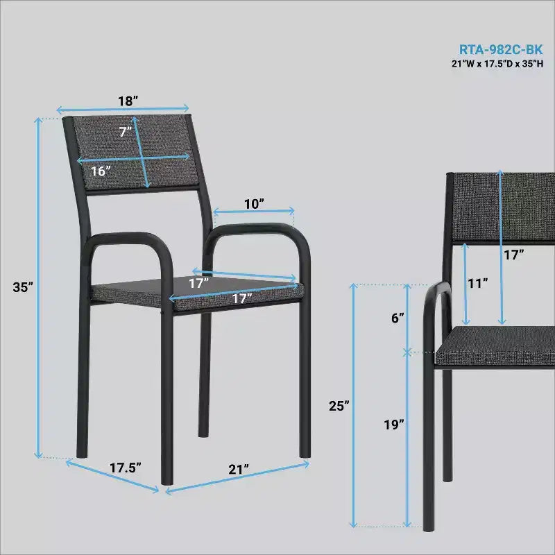 Chaise visiteur de bureau à cadre métallique noir