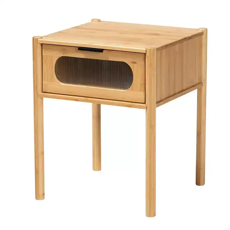 Table d'appoint à tiroir unique en bambou et bois