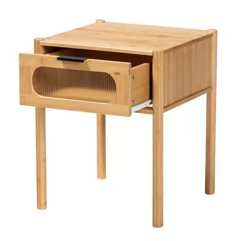 Table d'appoint à tiroir unique en bambou et bois