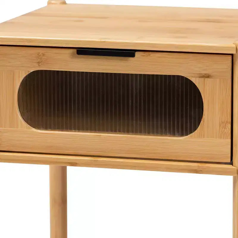 Table d'appoint à tiroir unique en bambou et bois