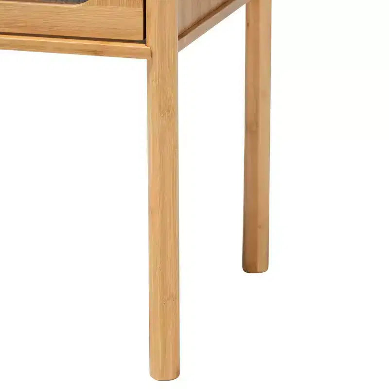 Table d'appoint à tiroir unique en bambou et bois