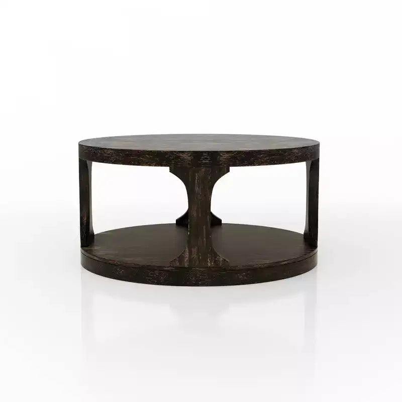 Table basse ronde en bois de style ferme