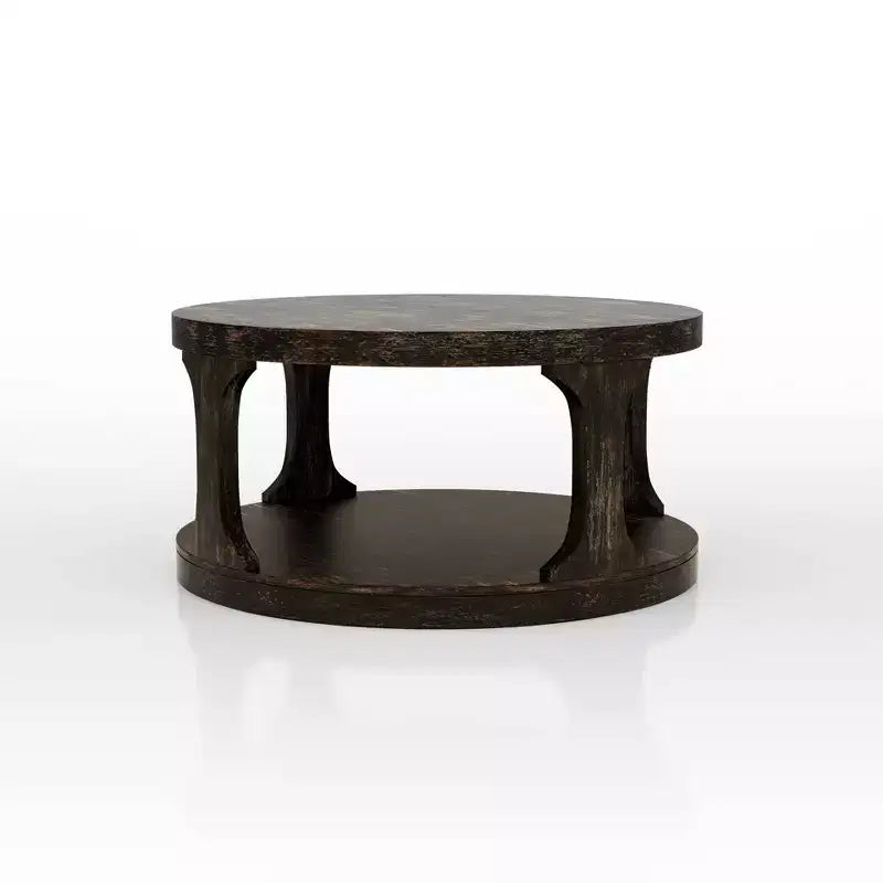 Table basse ronde en bois de style ferme