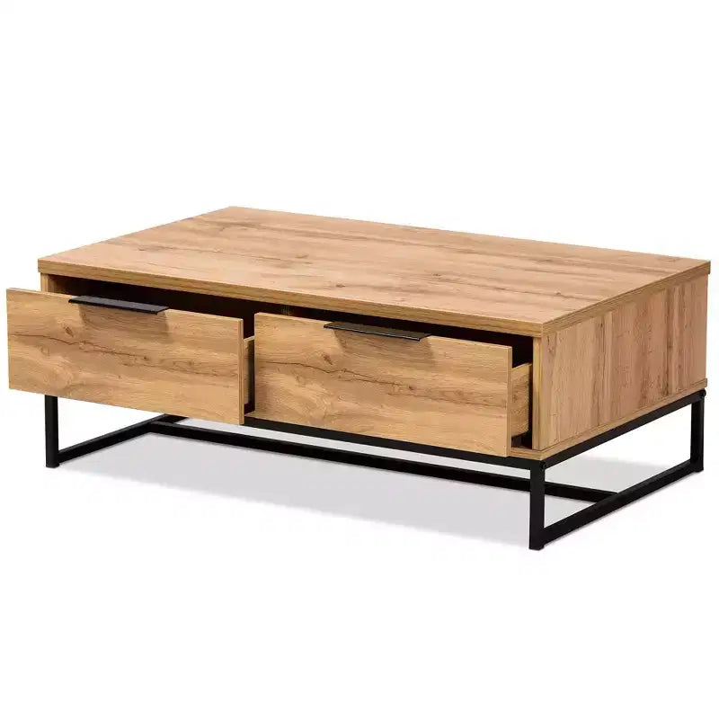 Table basse à double tiroir Franklin en bois et métal