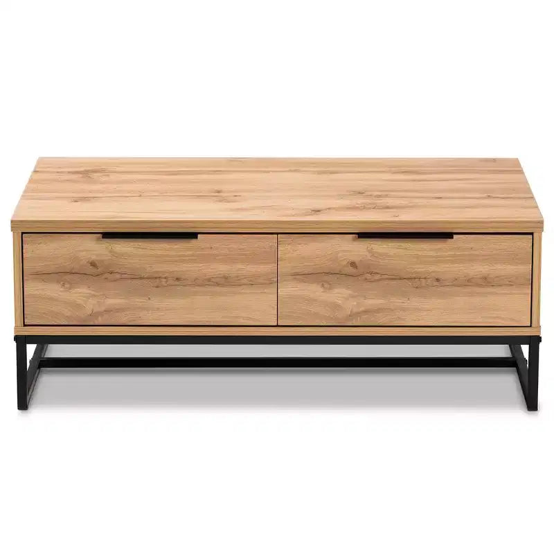 Table basse à double tiroir Franklin en bois et métal