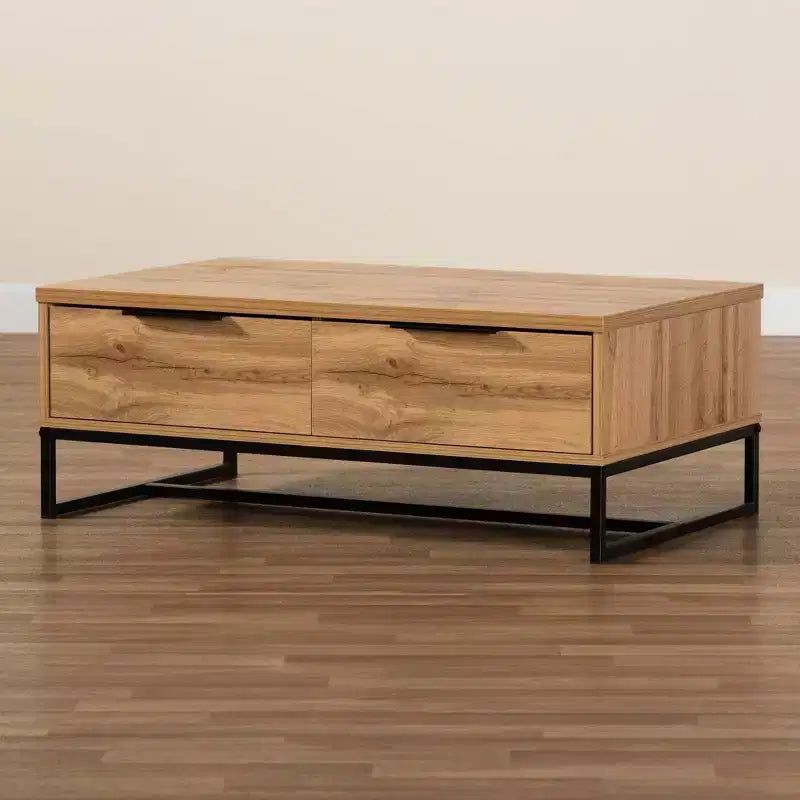Table basse à double tiroir Franklin en bois et métal