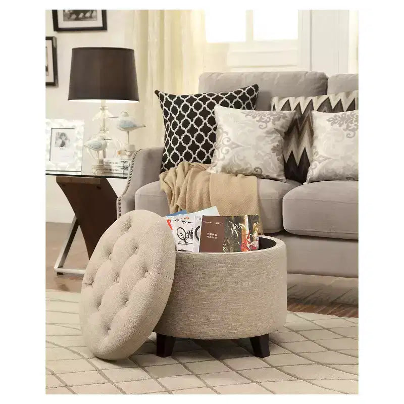 Repose-pieds de rangement rond