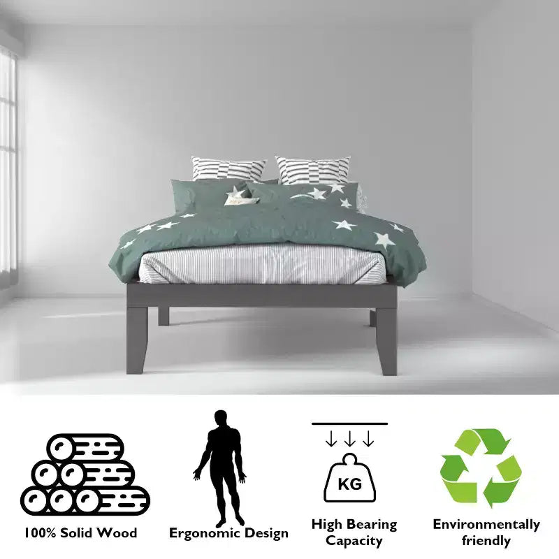 Cadre de lit en bois et matelas