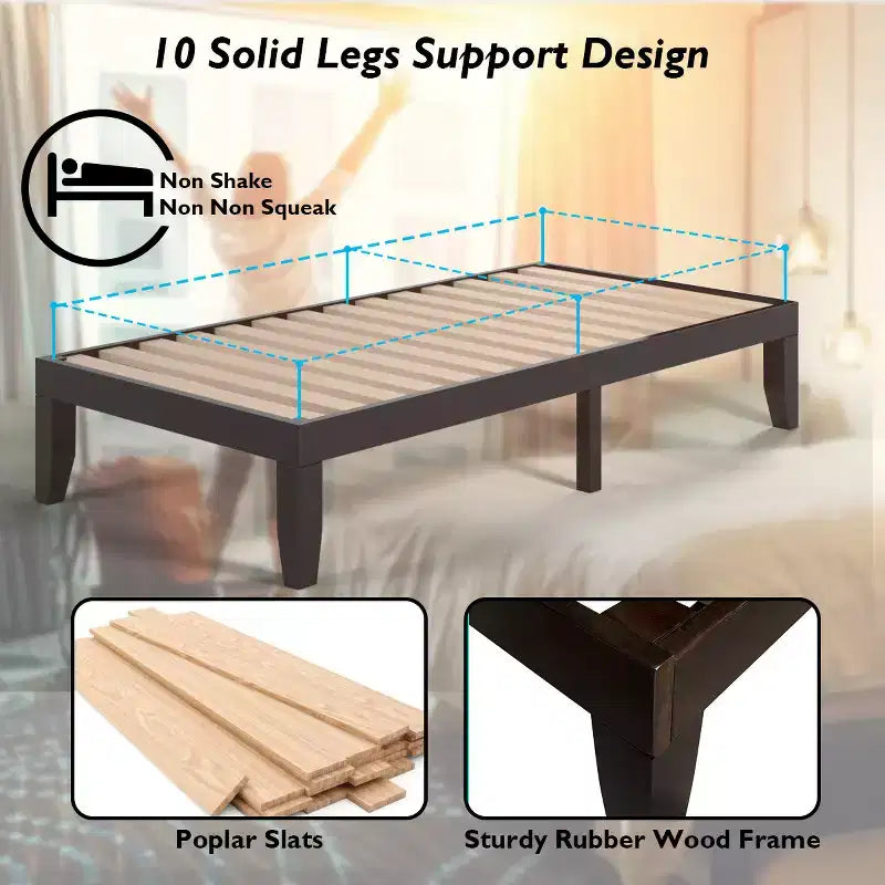 Cadre de lit en bois et matelas