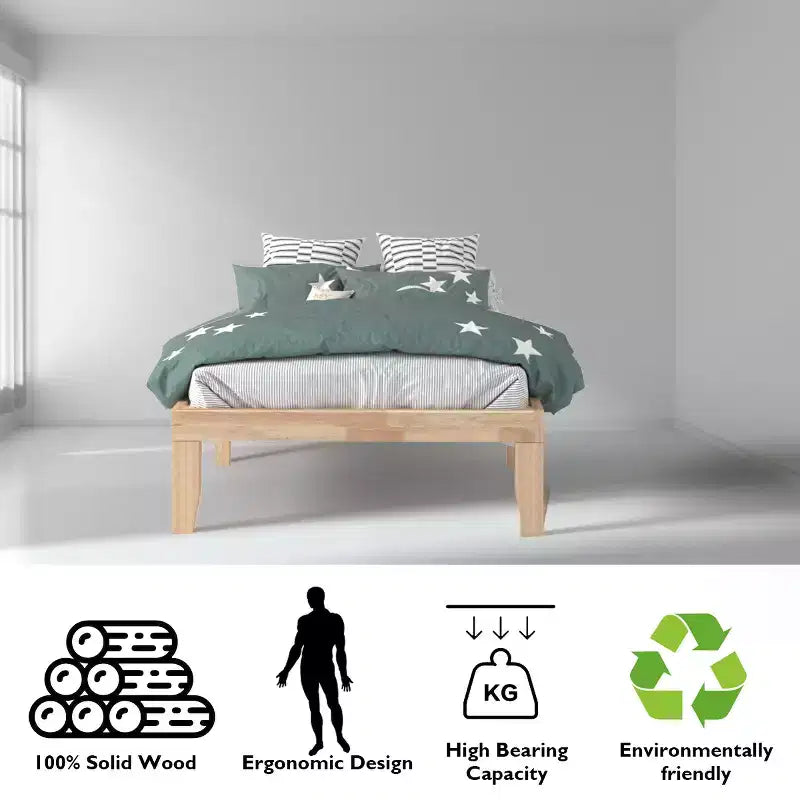 Cadre de lit en bois et matelas