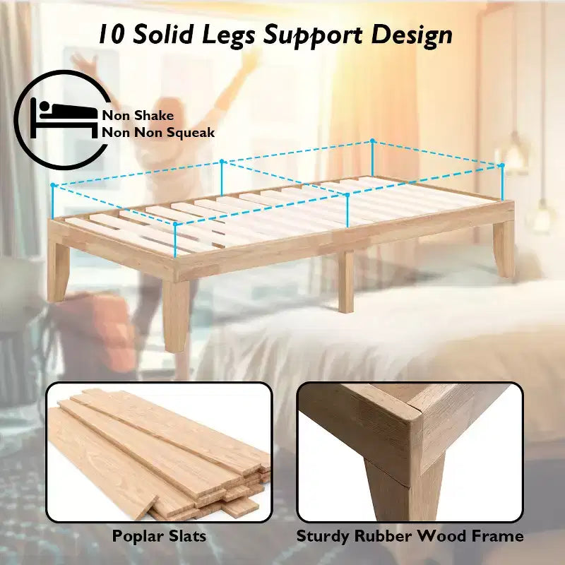 Cadre de lit en bois et matelas
