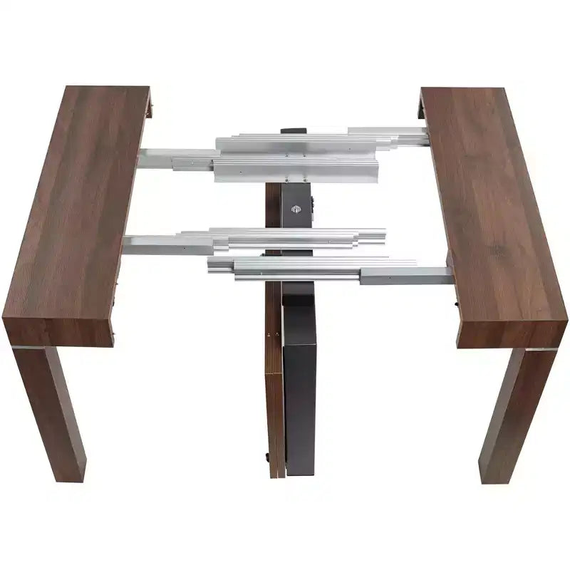 Table de salle à manger rectangulaire moderne en noyer finition vieillie