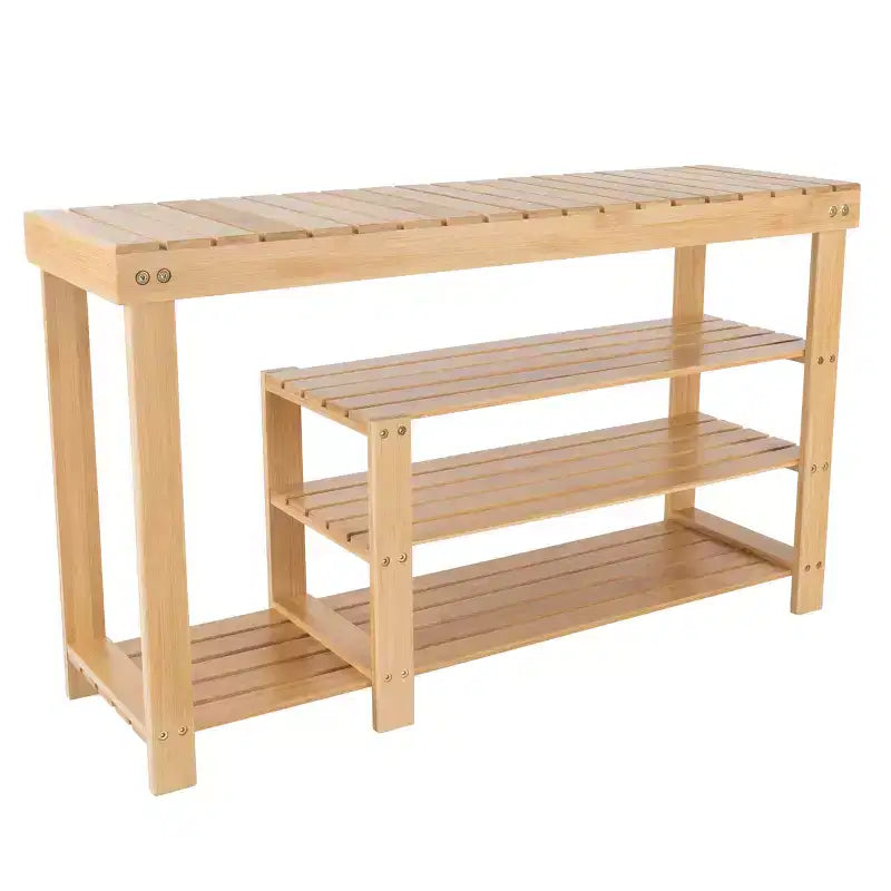 Banc à chaussures en bambou à trois niveaux