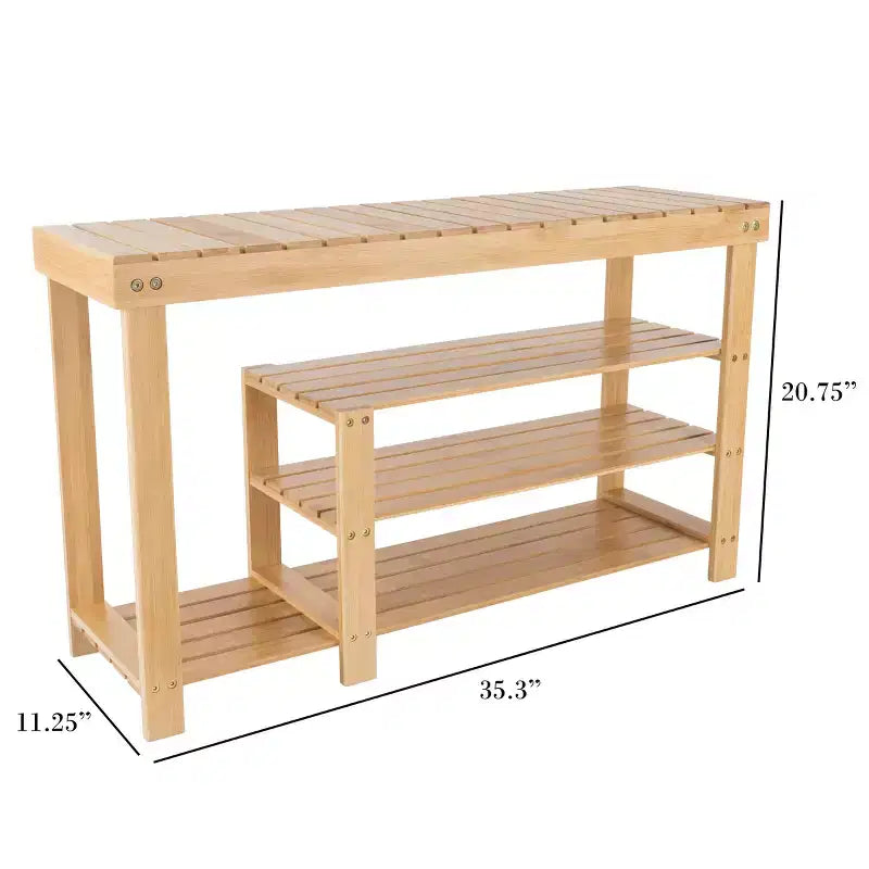 Banc à chaussures en bambou à trois niveaux