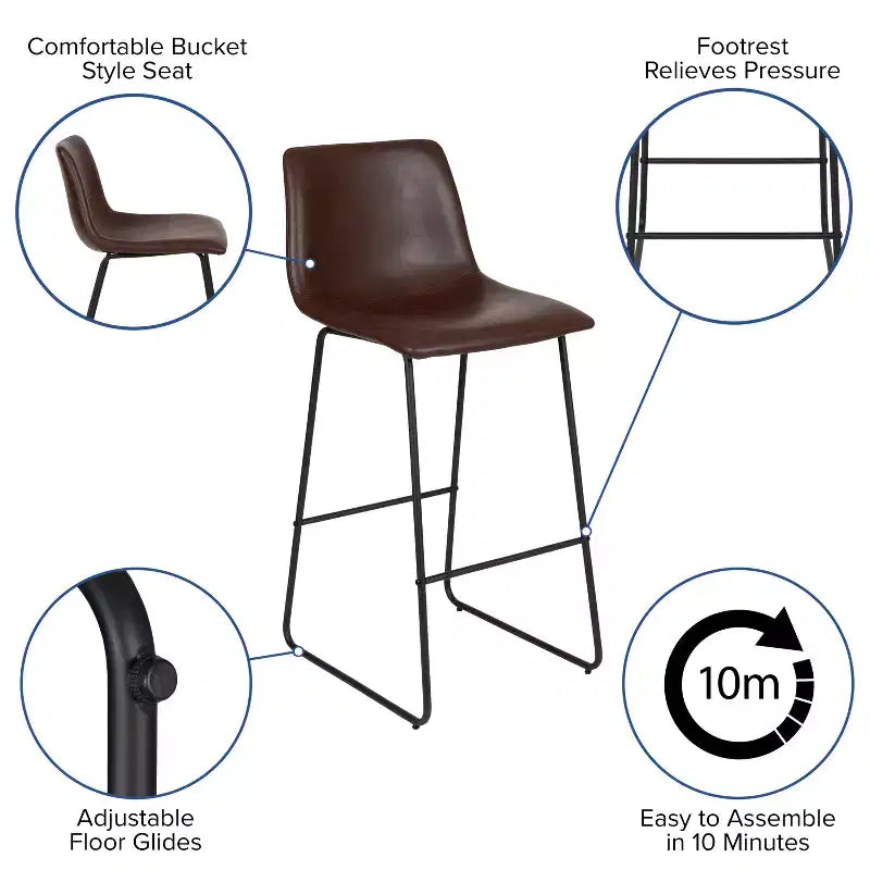 Tabouret baquet haut pour comptoir de bar