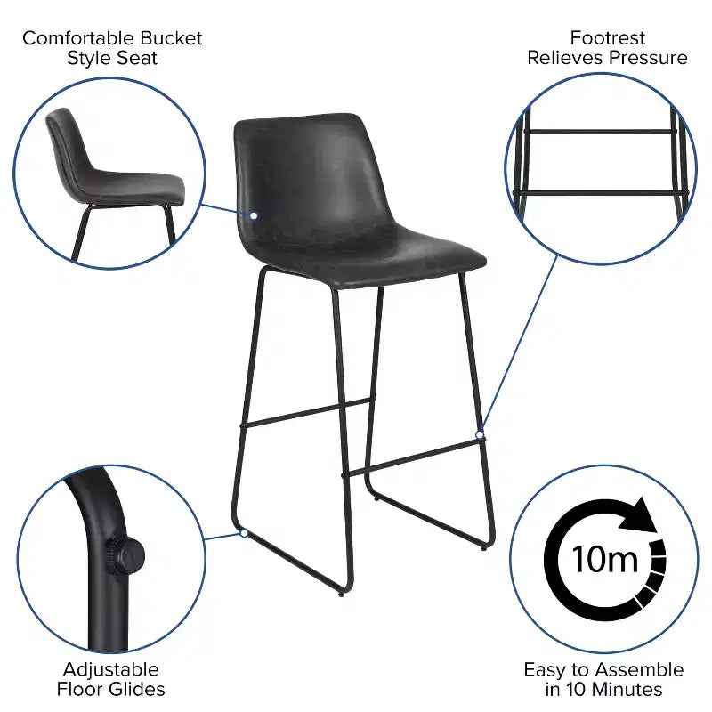 Tabouret baquet haut pour comptoir de bar