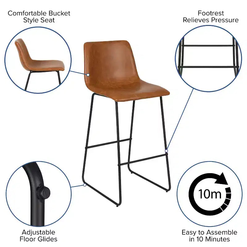 Tabouret baquet haut pour comptoir de bar