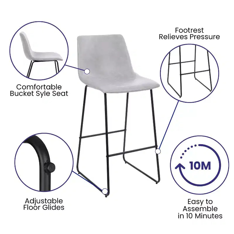 Tabouret baquet haut pour comptoir de bar