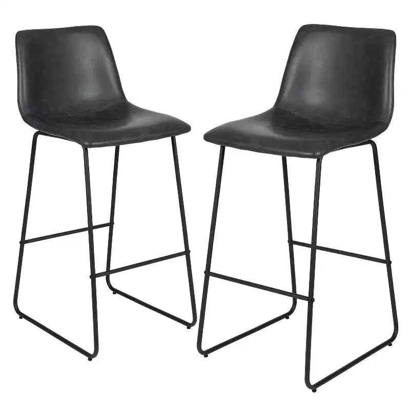 Merrick Lane 30 inch Faux Bar Height Bucket Seat Stools Set of 2