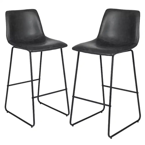 Merrick Lane 30 inch Faux Bar Height Bucket Seat Stools Set of 2
