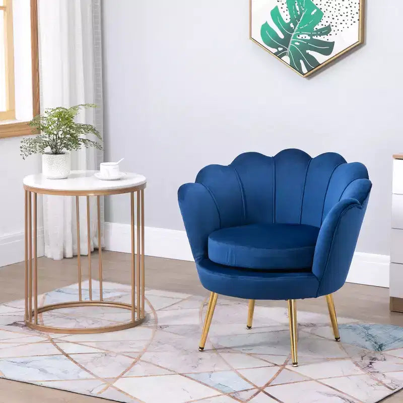 Élégant fauteuil de salon rembourré en velours