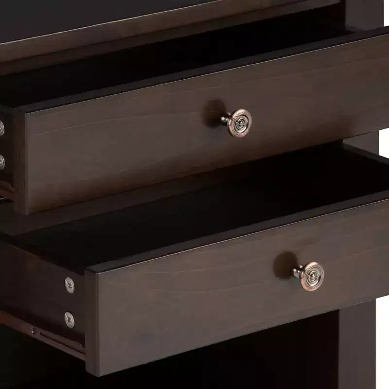 Table de chevet en bois massif et argent sterling