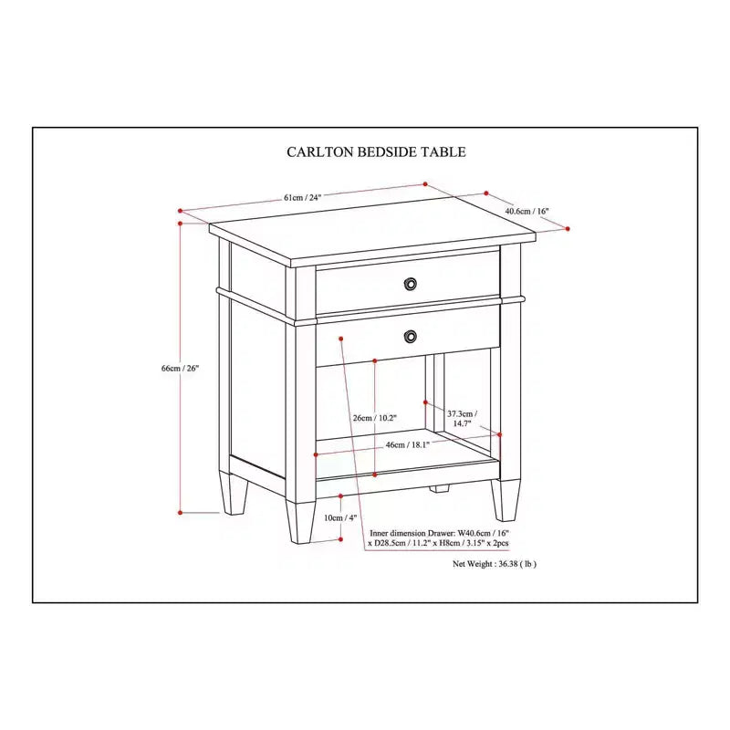 Table de chevet en bois massif et argent sterling