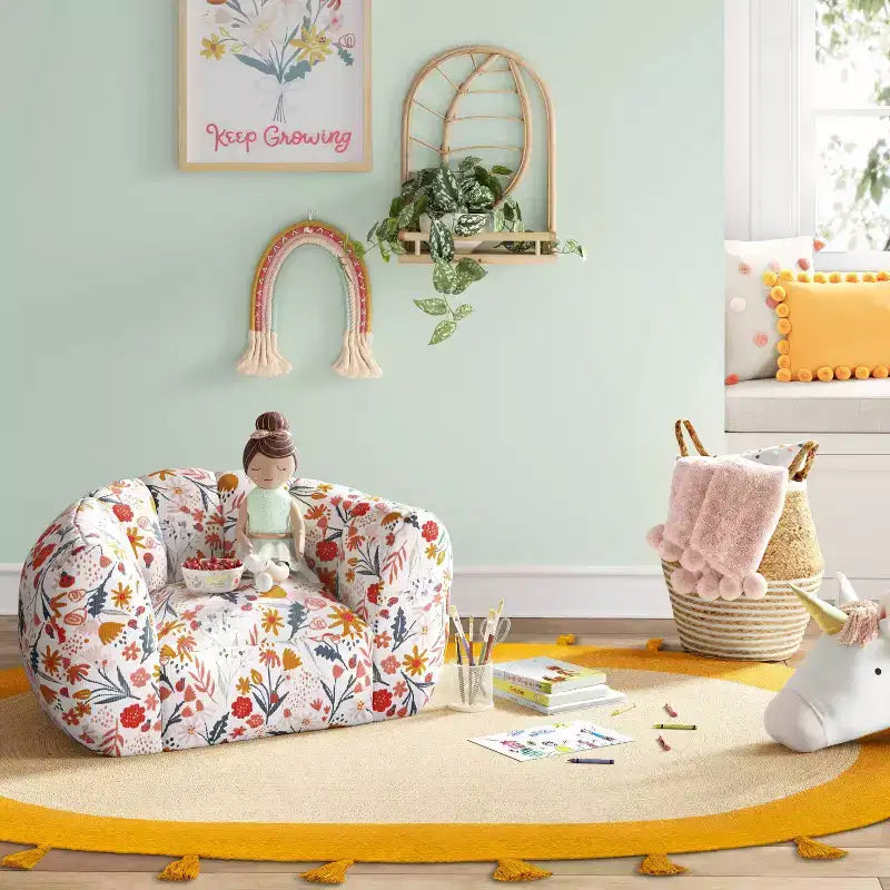 Fauteuil club enfant en velours côtelé