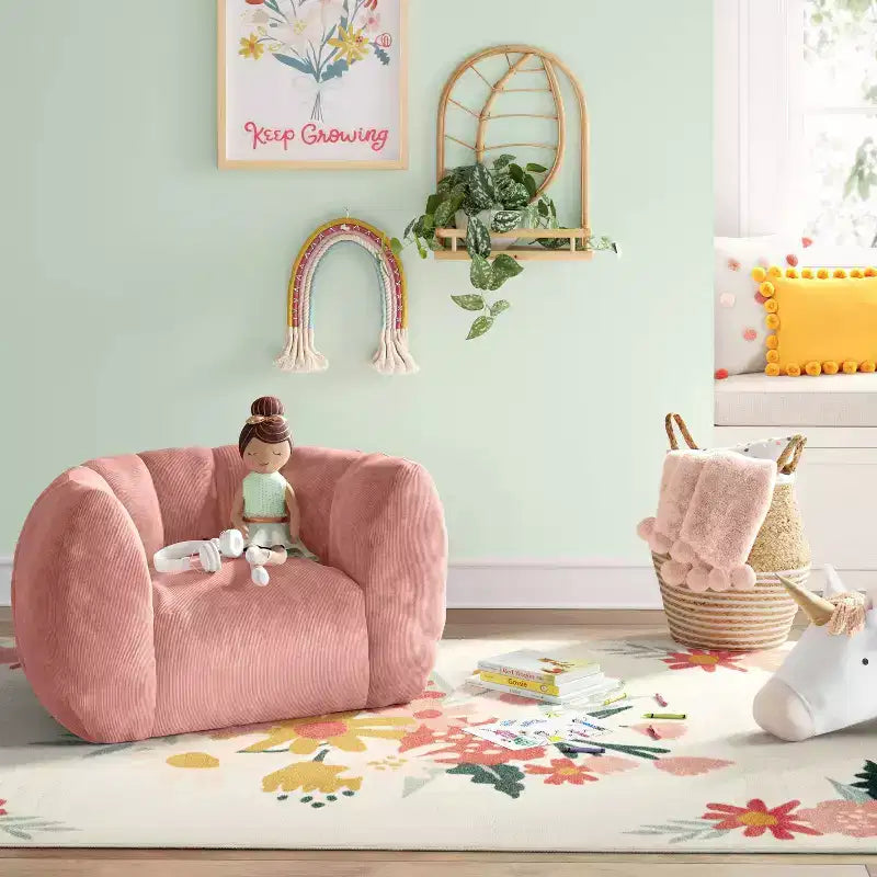 Fauteuil club enfant en velours côtelé