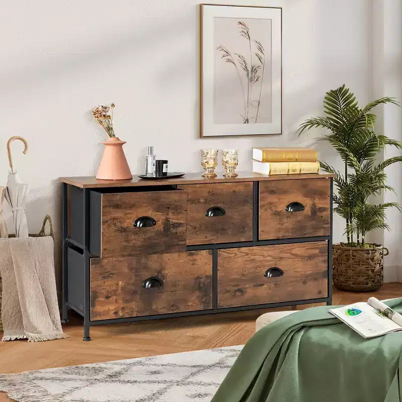Meuble de rangement en tissu à cinq tiroirs