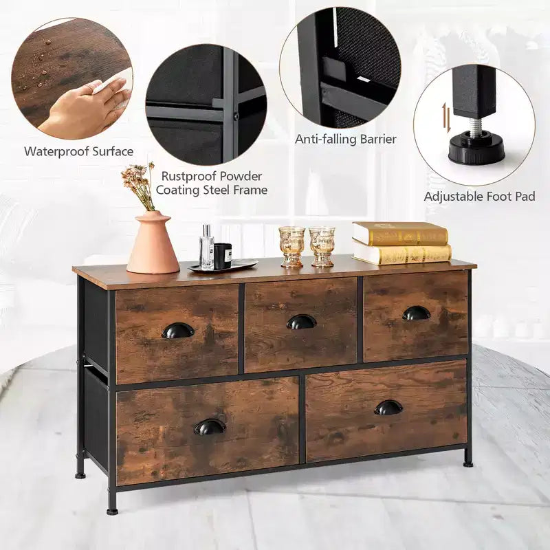 Meuble de rangement en tissu à cinq tiroirs