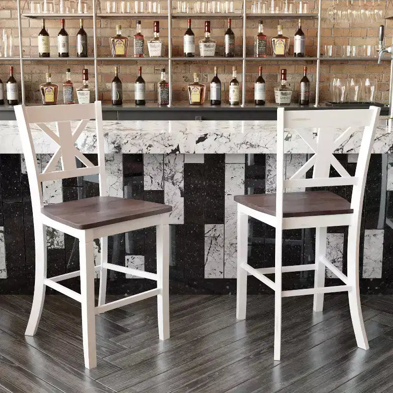 Tabourets de bar en bois massif, style ferme moderne