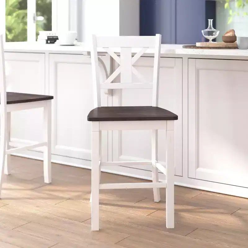 Tabourets de bar en bois massif, style ferme moderne