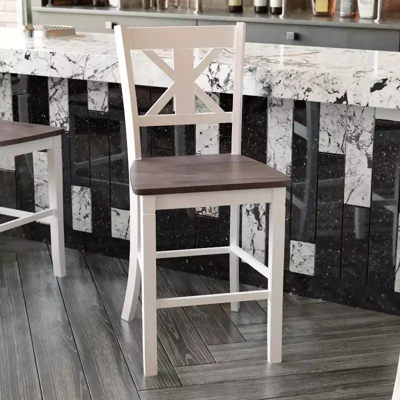 Tabourets de bar en bois massif, style ferme moderne