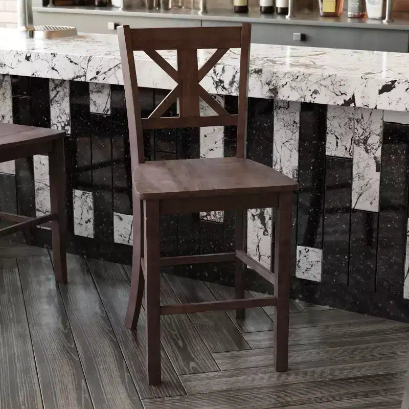 Tabourets de bar en bois massif, style ferme moderne