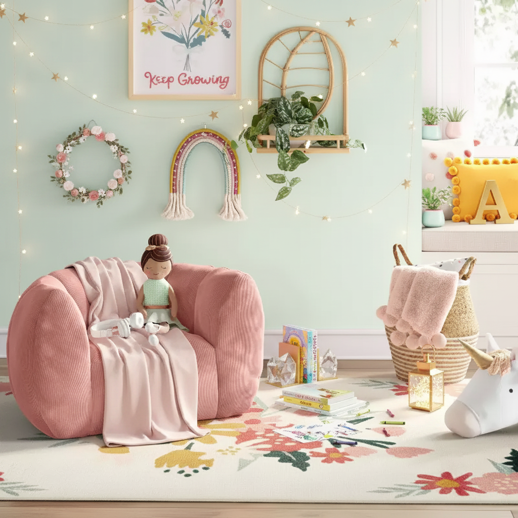 Fauteuil club enfant en velours côtelé